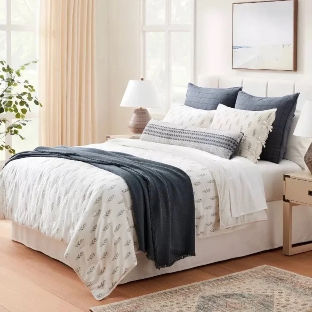 Studio McGee Full/Queen Lofty Cotton Slub Wood Block Floral Quilt - Threshold
